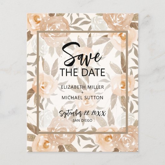 Begroting Floral QR Code Weddenschap Save the Date Flyer (Voorkant)