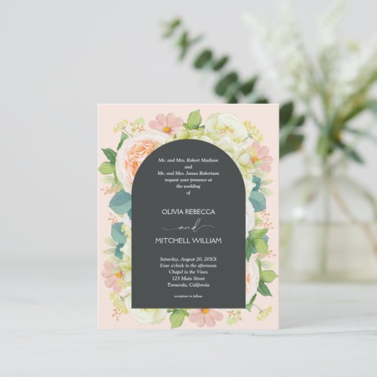 Begroting Floral QR Code Wedding Invitations (Staand voorkant)