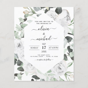 Begroting Floral White Roses Eucalyptus Wedding Flyer