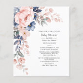 Begroting Florence Couples Baby shower Roze uitnod (Voorkant)