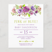Begroting floro baby gender onthullen uitnodiging (Voorkant)