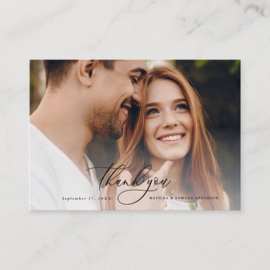 Begroting foto elegant bruiloft bedankt je groene informatiekaartje (Voorkant)