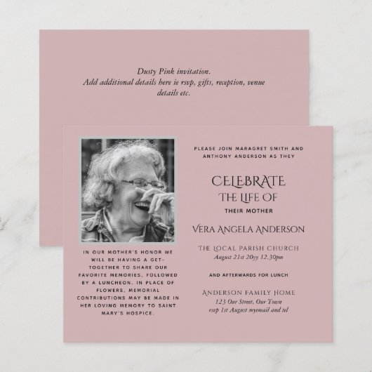 BEGROTING Funeralie Herdenking UITNODIGING Viering (Voorkant / Achterkant)