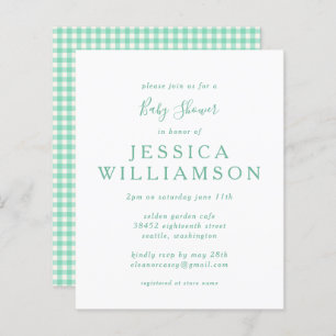 Begroting Gingham Pset in Mint Green Baby shower