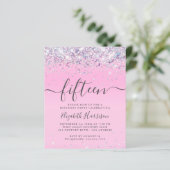 Begroting Glitter 15th Birthday Party Invitation (Staand voorkant)