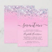 Begroting Glitter 17th Birthday Party Invitation (Voorkant / Achterkant)
