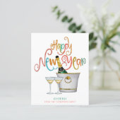 BEGROTING Gold Glitter Champagne Happy Nieuwjaar (Staand voorkant)