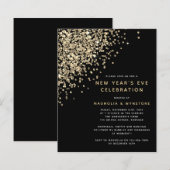 BEGROTING Gold Glitter nieuwjaarsuitnodiging (Voorkant / Achterkant)