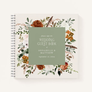Begroting groen floral bruiloft gastboek rustige notitieboek