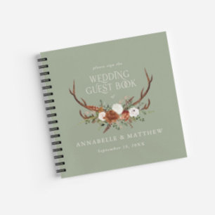 Begroting groen floral bruiloft gastboek rustige notitieboek