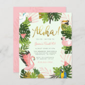 Begroting Groene Aloha Hawaii Tropical Gold Birthd (Voorkant / Achterkant)