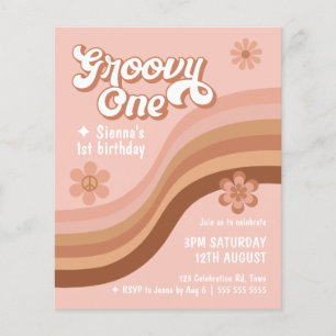 Begroting Groovy One Retro Daisy Pink 1e verjaarda