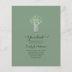 BEGROTING Gypsophila Mason Jar Modern Minimum WEDD Flyer