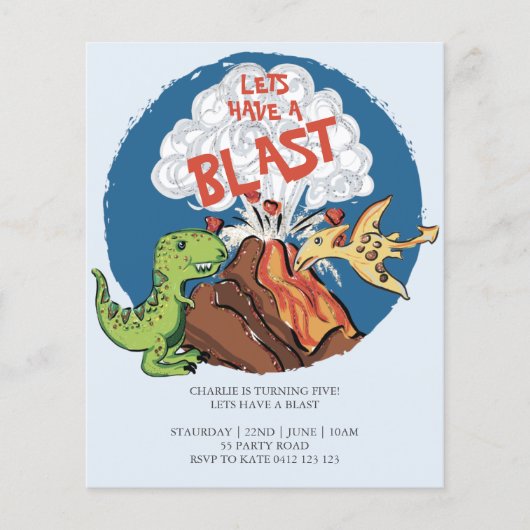 BEGROTING HEEFT EEN Blast Dinosaur-uitnodiging (Voorkant)