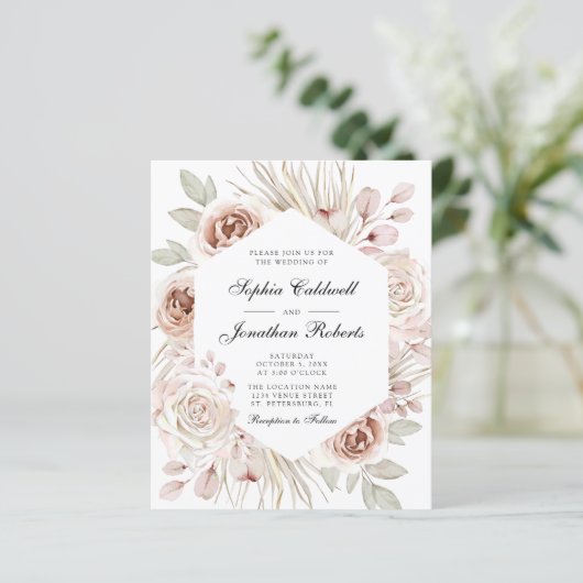 Begroting helemaal in één boho roze rozen huwelijk (Staand voorkant)