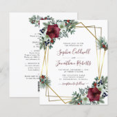 Begroting helemaal in één Burgundy Floral Wedding  (Voorkant / Achterkant)