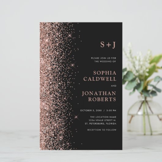 Begroting helemaal in één glitter op uitnodiging v (Staand voorkant)