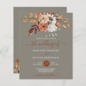 Begroting Herfst Waterverf Floral over grijs huwel (Voorkant / Achterkant)