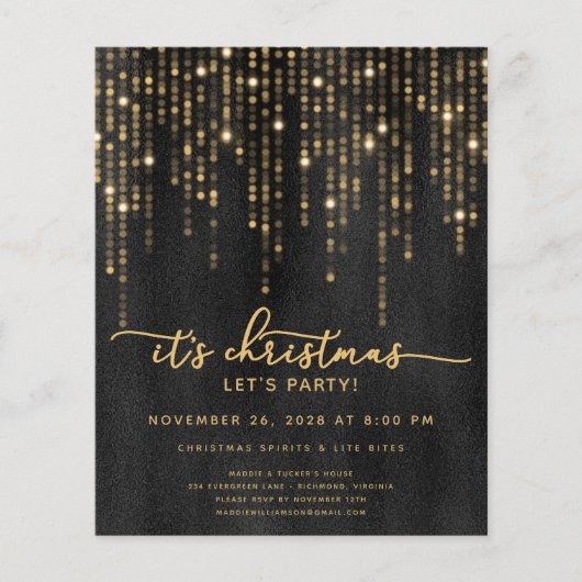 Begroting Het is Kerstmis, feestdag, gouden glitte Flyer (Voorkant)