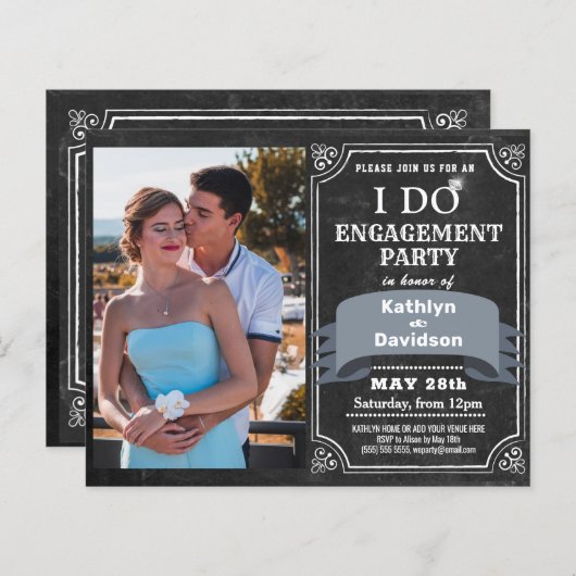BEGROTING I DO Engagement Party Chalkboard Invisio (Voorkant / Achterkant)