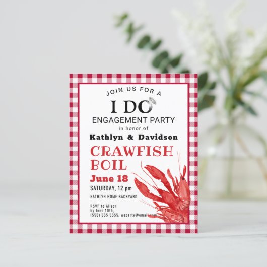 BEGROTING I DO Verloving Crawfish Party Invision (Staand voorkant)