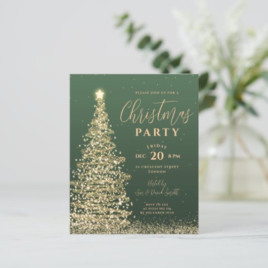 Begroting kerstboomfeest Groene feestdag uitnodigi (Staand voorkant)