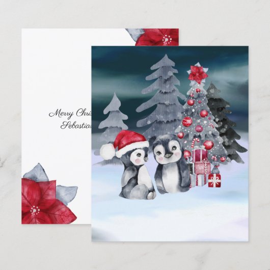 BEGROTING kerstboomscène pinguïn (Voorkant / Achterkant)