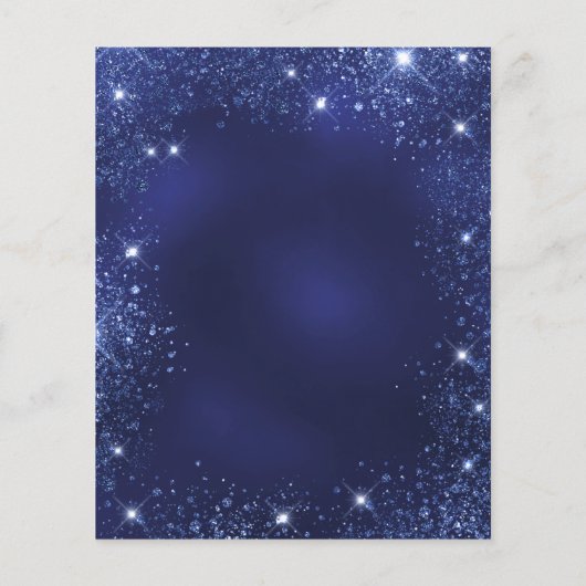 Begroting kerstfeestdag blauwe glitter uitnodiging (Achterkant)