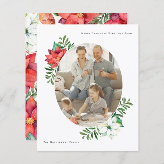 BEGROTING Kerstwinter Poinsettia Bloem Lijst (Voorkant / Achterkant)