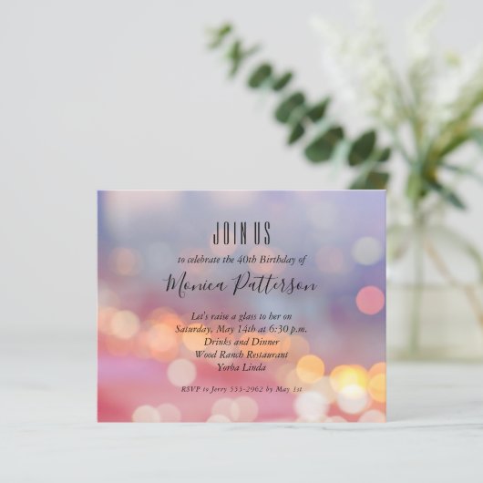 Begroting kleurrijke lichten feestdag uitnodiginge (Staand voorkant)