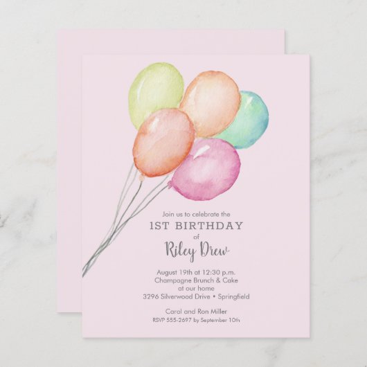 Begroting Meisjes eerste uitnodiging (Voorkant / Achterkant)