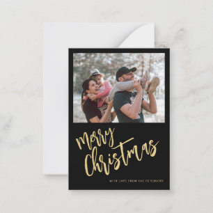Begroting Merry kerstfoto gouden feestdag Notitiekaartje
