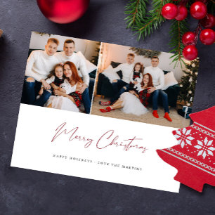Begroting Merry Kerstmis Modern Script Two Photo Flyer