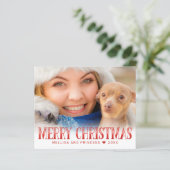 Begroting Merry Kerstmis Red Script Photo Holiday (Staand voorkant)