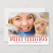 Begroting Merry Kerstmis Red Script Photo Holiday (Voorkant)