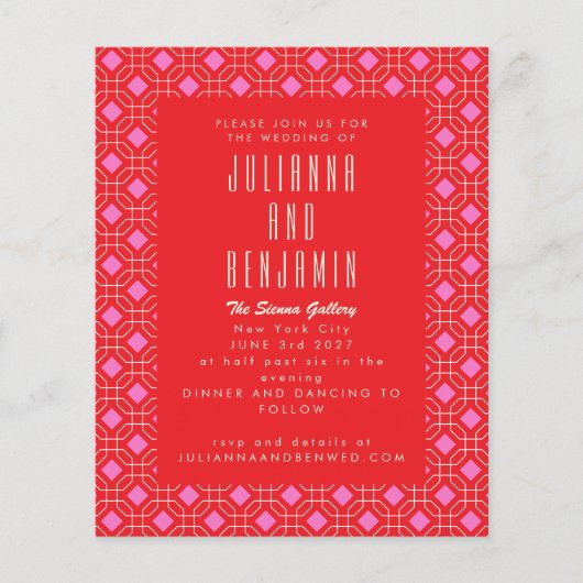 Begroting Mid Modern Red Roze Geometric Wedding (Voorkant)