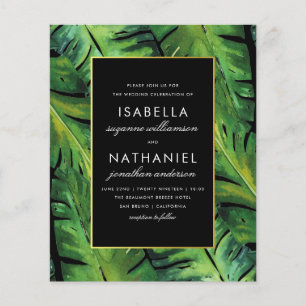 Begroting Modern Black Green Tropical Leaves Weddi