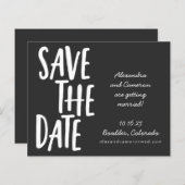Begroting Modern Black Play Wedding Save the Date (Voorkant / Achterkant)