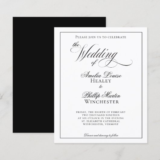 Begroting Modern Elegant Black White Wedding (Voorkant / Achterkant)