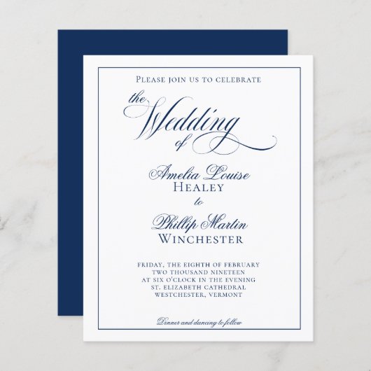 Begroting Modern Elegant Navy Blue Wedding (Voorkant / Achterkant)