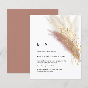 Begroting Modern Monogram Boho Pink Gold Pampas Gr