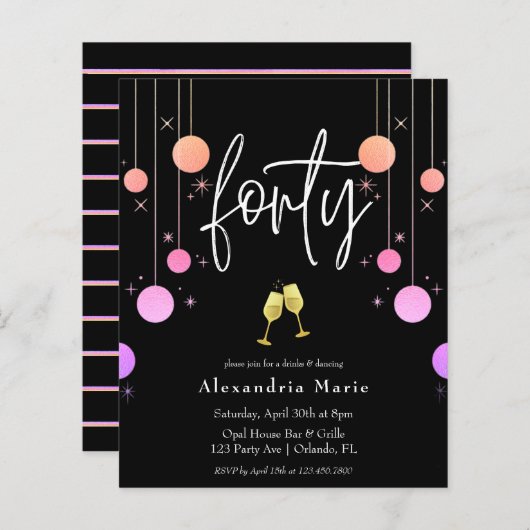 Begroting Modern Sparkle 40th Birthday (Voorkant / Achterkant)