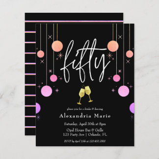 Begroting Modern Sparkle 50th Birthday Invitation