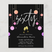 Begroting Modern Sparkle 60th Birthday Uitnodiging (Voorkant)