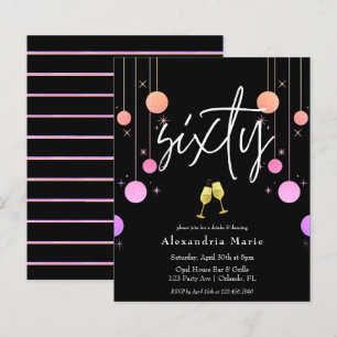 Begroting Modern Sparkle 60th Birthday Uitnodiging