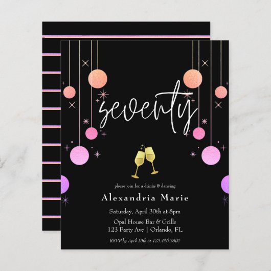 Begroting Modern Sparkle 70th Birthday Party (Voorkant / Achterkant)
