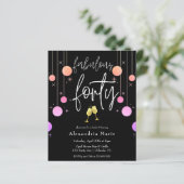 Begroting Modern Sparkle "Fabulous Forty" Birthday (Staand voorkant)