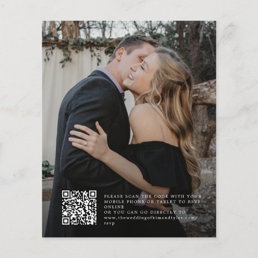 Begroting moderne 2 foto's QR code bruiloft uitnod Flyer (Achterkant)