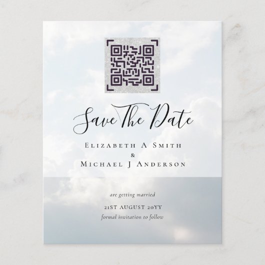 BEGROTING Moderne FOTO BESPAAR DATUM QR CODE RSVP (Voorkant)