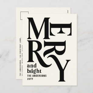 Begroting Moderne minimale crème voor vrolijk kers Feestdagenkaart